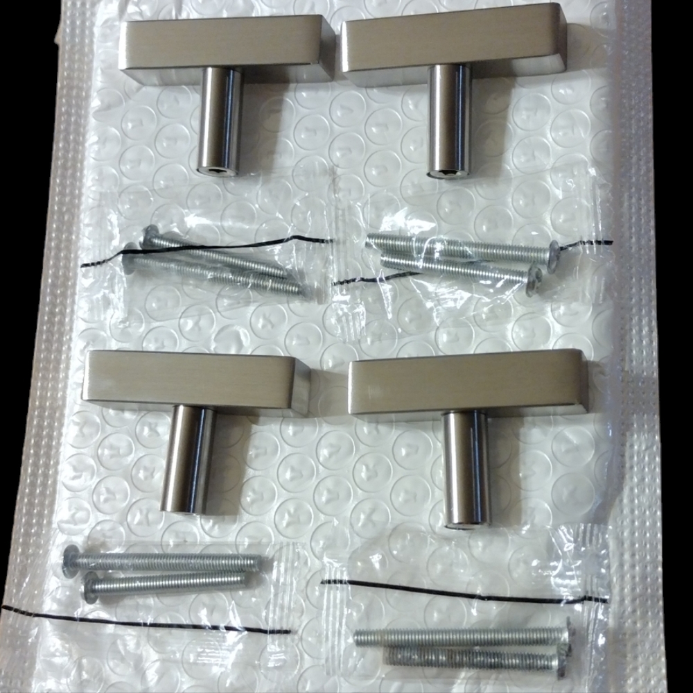 4x Brushed Silver T Knobs